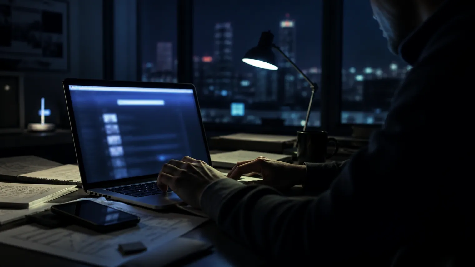 A user evaluates Tor search engine links while working at a desk.